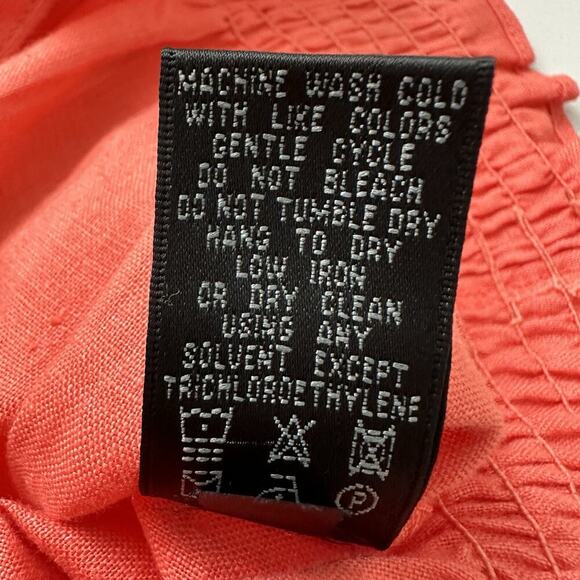 Neiman Marcus Exclusive Womens Top 10 Coral Linen Peasant Beachy Cottagecore‎ - Picture 15 of 16